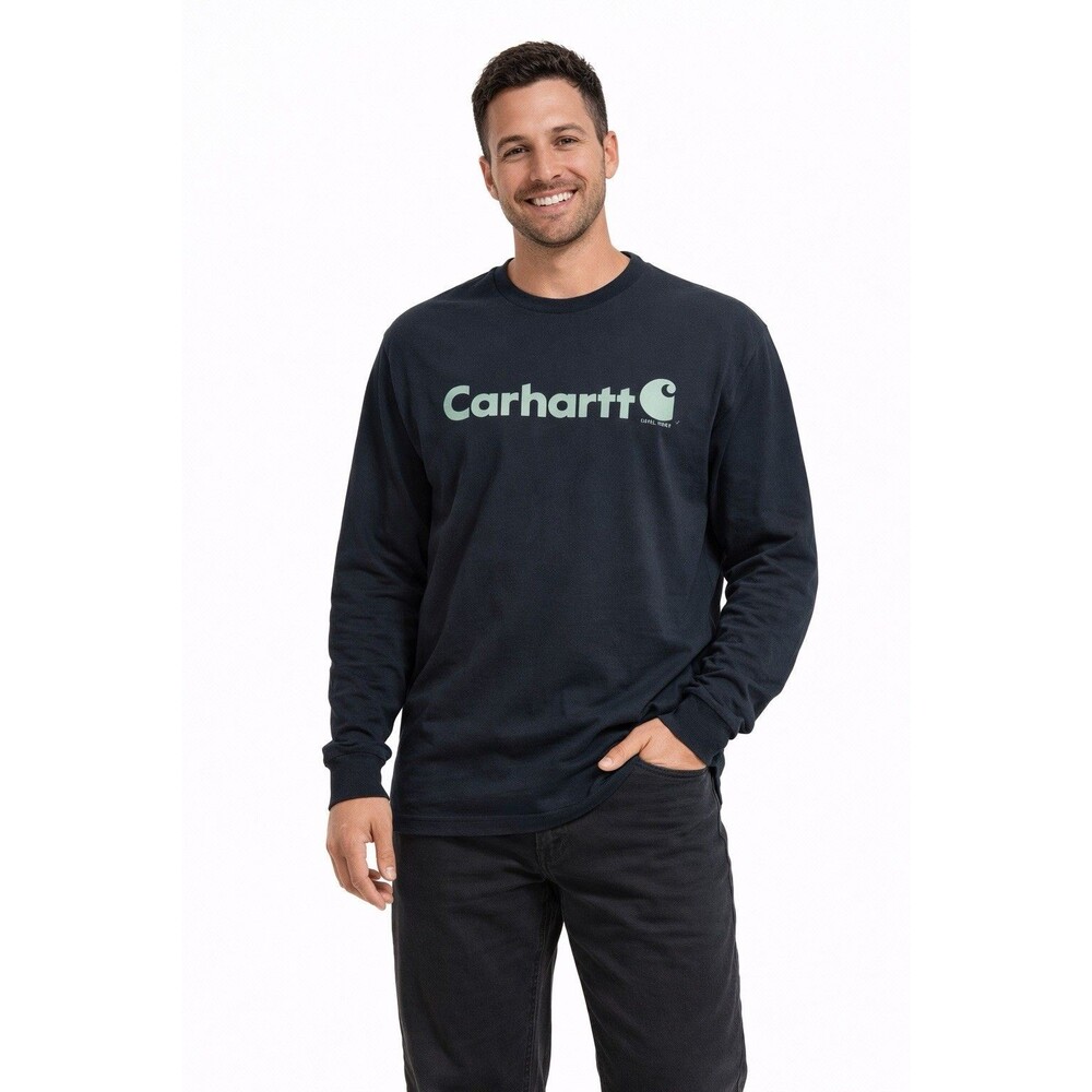 Carhartt Men's Loose Fit Heavyweight Long Sleeve Graphic Logo T-Shirt Black
